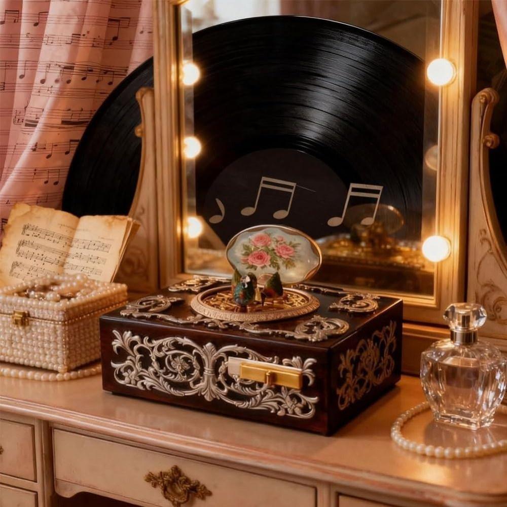 Elegant Wind Up Music Box Romantic Mechanical Music Box Singing Bird Music Box Collectible