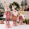 Cute Santa Claus Retractable Doll Pink Merry Christmas Decoration  Home Decoration