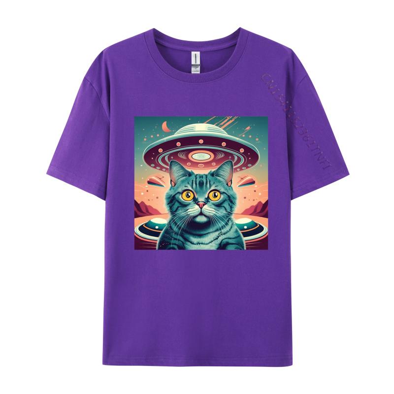 Elegant Cat Selfie Ufo Tshirt High Quality Men T Shirt Cosie Tops Shirt Unique Printed Funky Tshirt