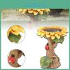 Bezauberndes Polyresin Sonnenblumen-Vogelbad mit atemberaubend detailliertem Blatt- und Marienkäfer-Design