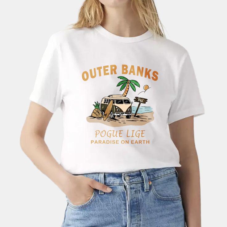 Womens Casual Outer Banks Pogue Life Letter Print Beach Graphic Fashion Casual HipHop Sweatshirt Harajuku Unisex T Shirt