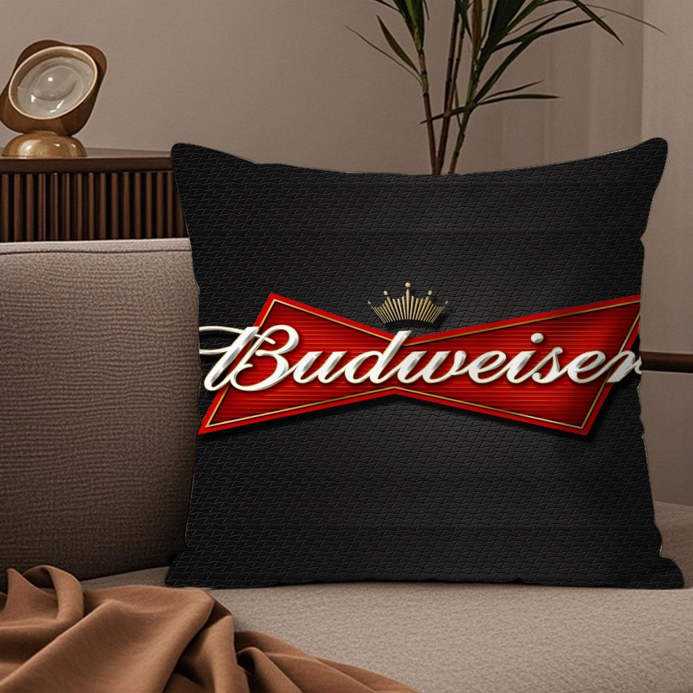 Federa per Cuscino Classica Birra Budweiser Tessuto Peluche Morbido Stampata Double-Sided Divano Caldo Inverno Casa Regalo Bambino Federa