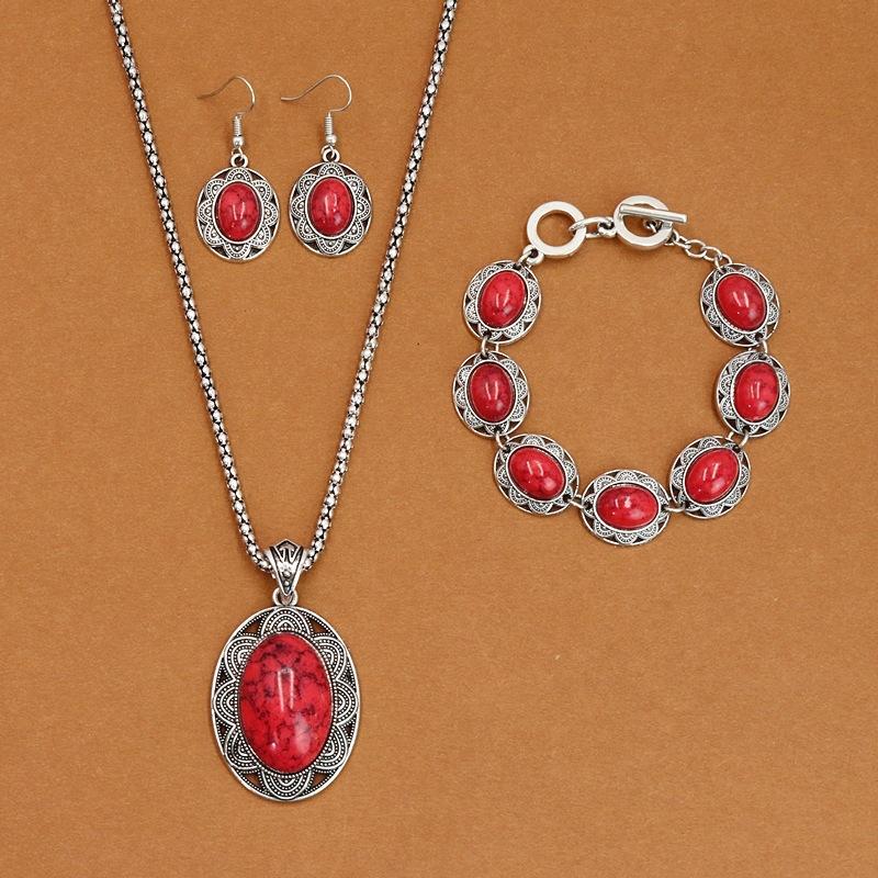 

Богемный винтажный стиль, бирюзовое ожерелье, круглое ожерелье с бриллиантами, браслет, серьги, комплект ювелирных изделий