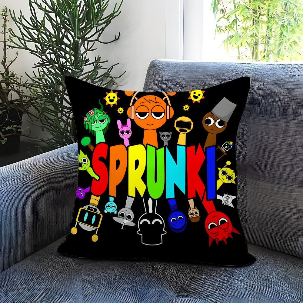 Popular Game Character Sprunki Cushion Cover Comfortable Reversible Pillow Cover Ideal for Car Sofa Bedroom Beyond