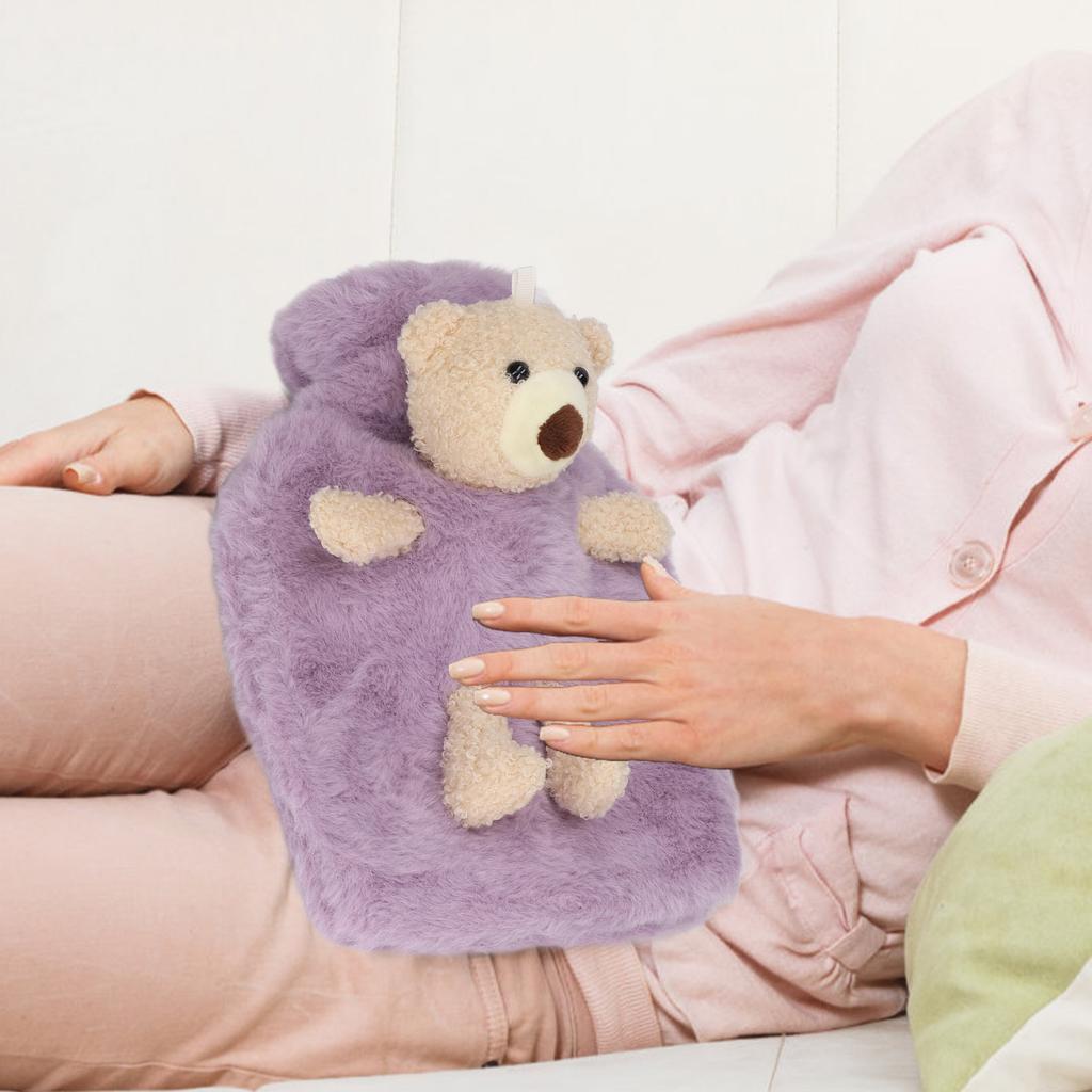 Hot Water Bag Multifunctional 1000ml Capacity Wide Mouth Cute Cartoon Hot Water Bottle for Homes