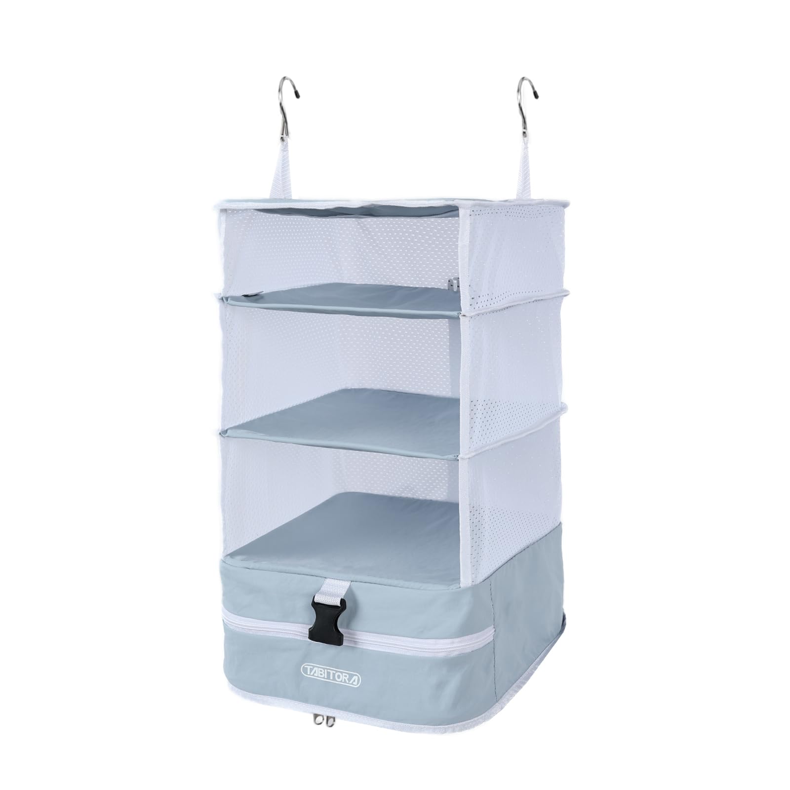 

TABITORA Дорожный подвесной органайзер для одежды с компрессионным хранением, подвесной дорожный органайзер для одежды, чехол, 4-ярусная стойка, чехол, хранение, (Светло-голубой, L-НОВЫЙ)