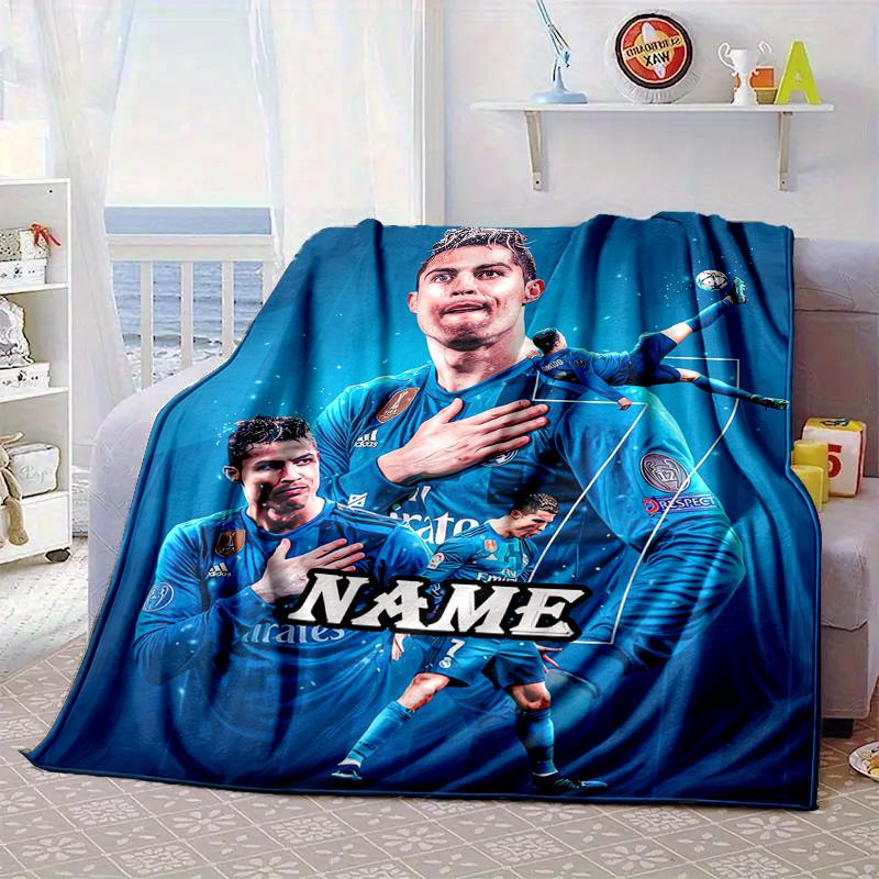 Custom Name Ronaldo's Legacy Soccer Blanket bed sofa Blanket Flannel Blanket for Camping, Hiking, Picnic Essentials,gift for family and friends