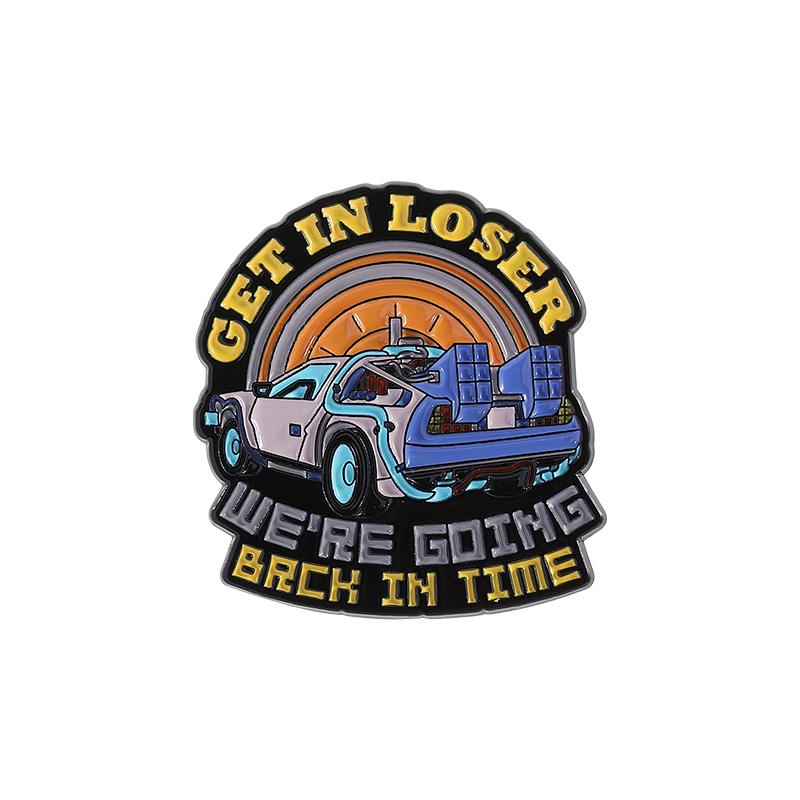 Anime Movies Enamel Pins Custom Cartoon Car WE'RE GOING BACK Brooches Lapel Badges Clothes Punk Jewelry Gift for Friends