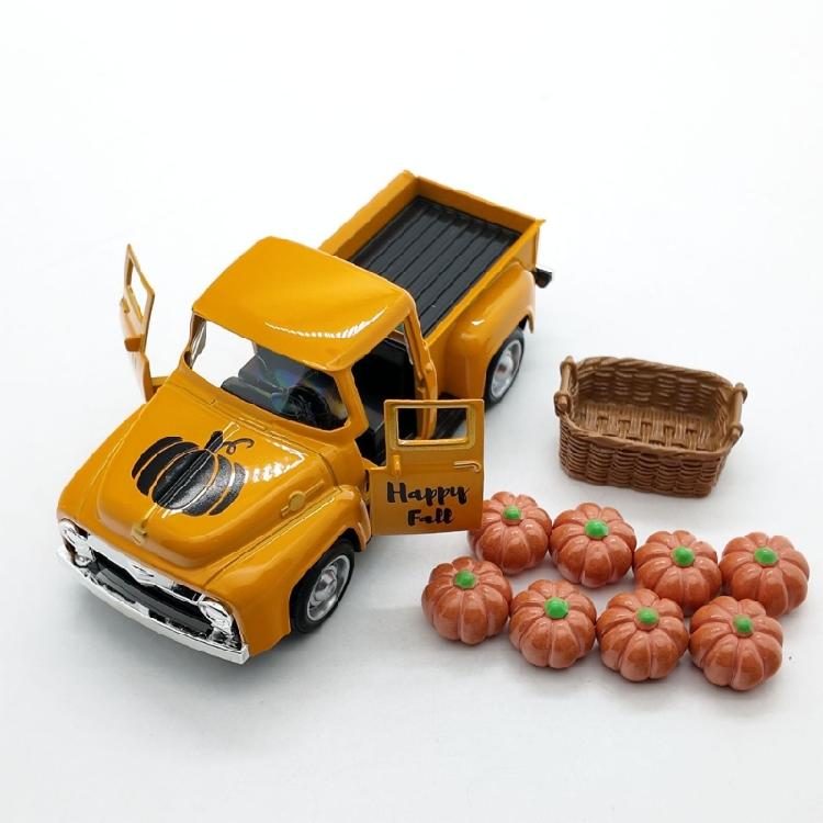 Fall Tiered Tray Decors Metal Truck with Fake Pumpkins Farmhouse Tiered Tray Decors for Thanksgiving Party Home Kitchens