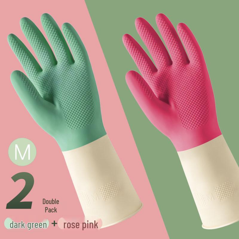 Women's Waterproof Rubber Gloves for Dishwashing, Pot Scrubbing, Vegetable & Clothes Washing, and Home Cleaning.