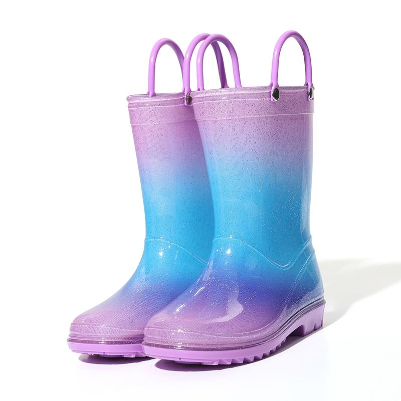 A pair of children s princess-style crystal rain boots, comfortable and lightweight, outdoor camping shoes for girls and toddler 23
