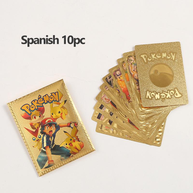 Carte aurie Pokemon Pikachu VMAX GX EX V, cărți argintii, engleză, spaniolă, Charizard Arceus, Colecție Rară Pokémon, carte