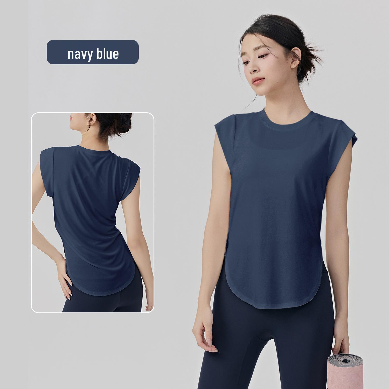 

Women s Slimming Yoga Short Sleeve Tank Top - Solid Color, Loose Fit, Shoulder Covering Sportswear Extra Large