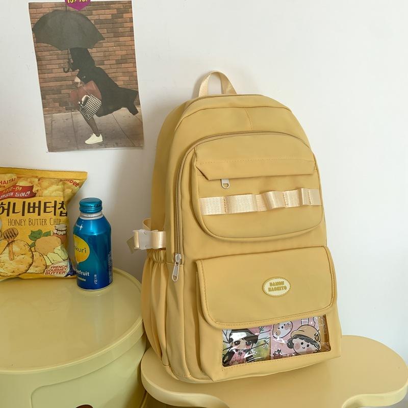 

Simple and stylish backpack 2025 new summer simple couple backpack high school campus large-capacity backpack жовтий
