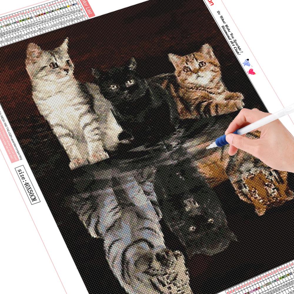 

DIY квадратная дрель, алмазная картина, вышивка крестиком, мозаика, полная 100% обложка, вышивка «кошка», алмаз 20*30 cm