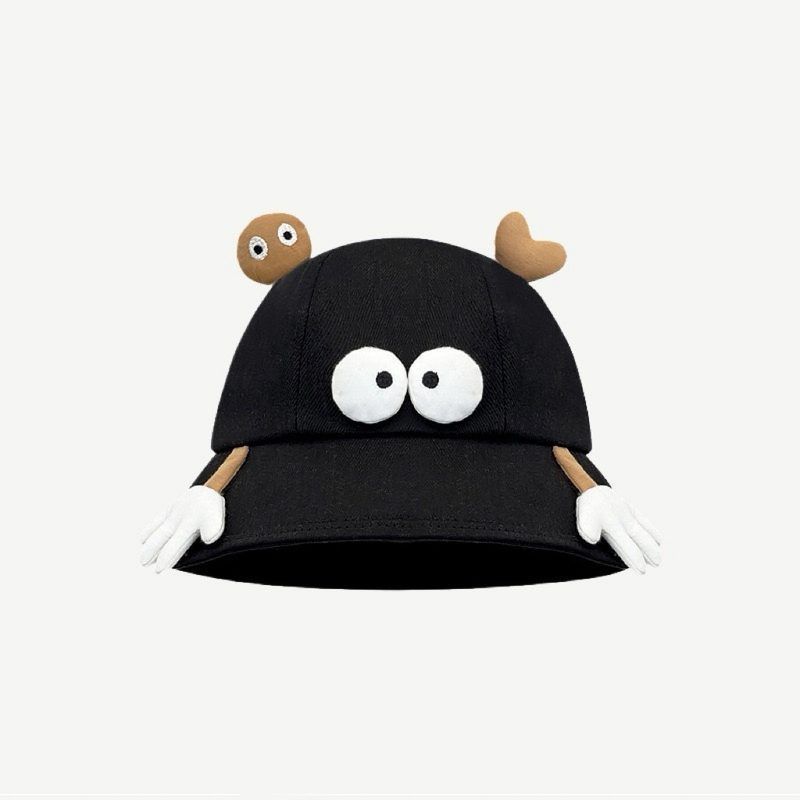 Funny Bucket Hat Female Spring Summer Big Eyes Cartoon Cute Sunshade Basin Hat Outdoor Face Small Wide Brim Sunscreen Hat