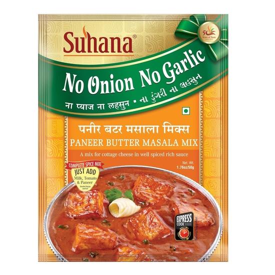 Suhana No Onion No Garlic, 1 X Paneer Tikka Masala, 1 X Mutter Paneer, 1 X Paneer Butter, 1 Mutter Methi Malai, 1 X Paneer Makhanwala Masala Mixes.