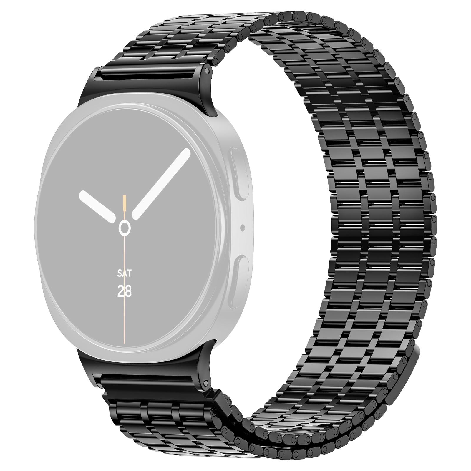 

Magnetic Strap for Samsung Galaxy Watch8 44mm/40mm/Classic 46mm Stainless Steel 7 Beads Watch Band, Black