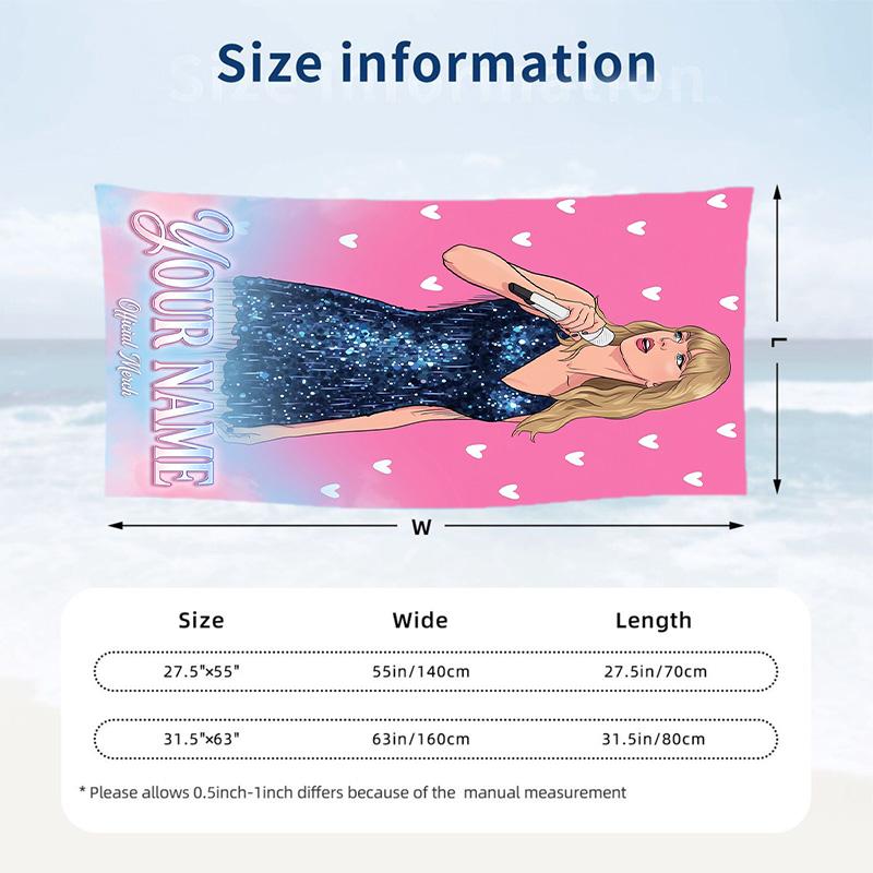 Asciugamano da Spiaggia Taylor Swift, Testo Personalizzato con Nome, Asciugatura Rapida Grande Assorbente per Spiaggia Piscina