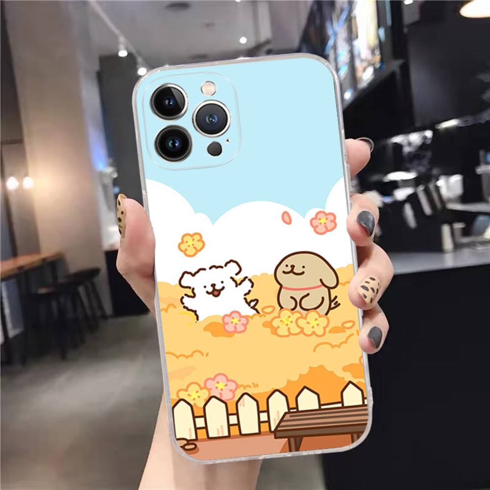 1pc Cute Cartoon Line Dog Maltese Phone Case For IPhone 17 16 15 14 11 12 13 Mini Pro XS Max Plus Funda Shell