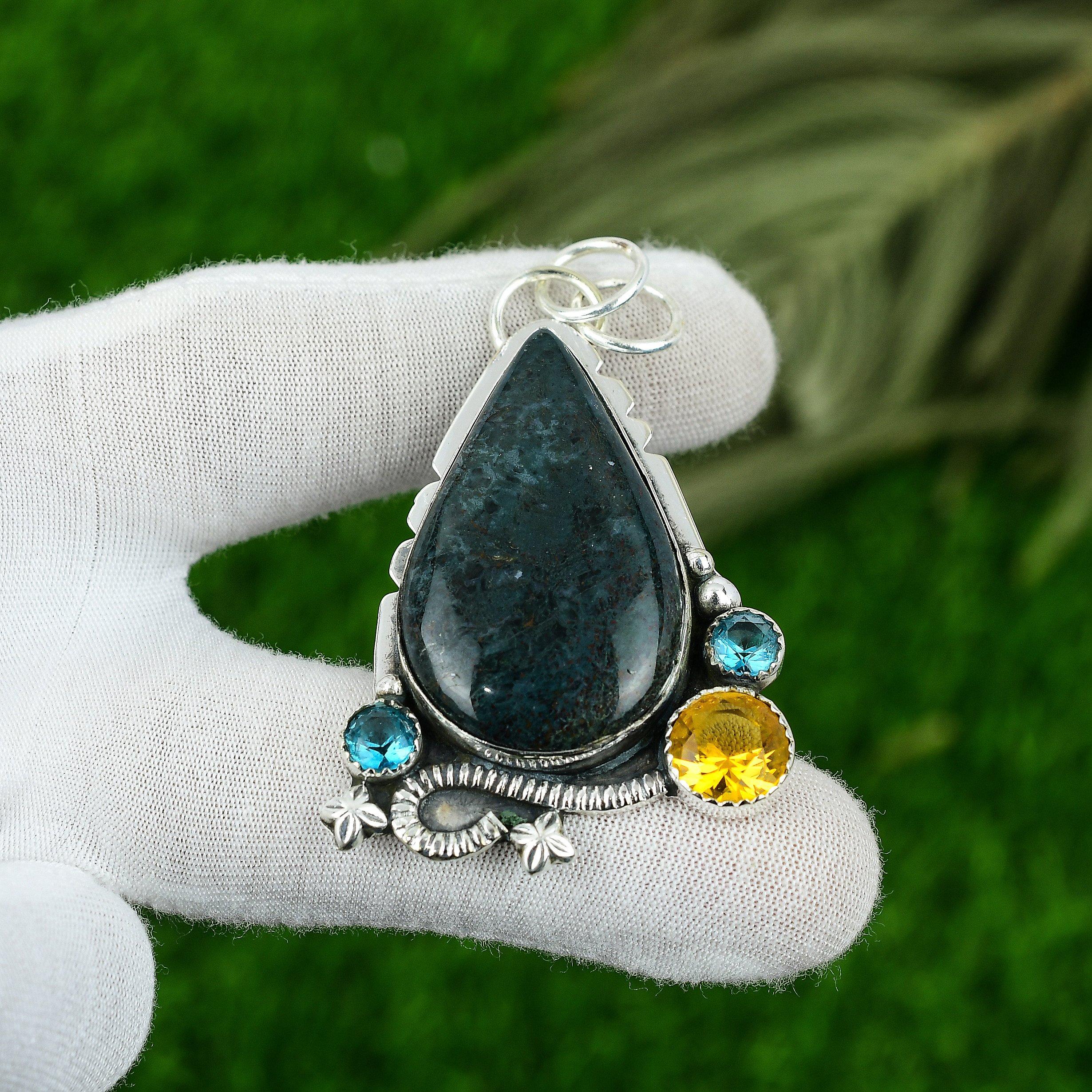 

Womens day Deal 925 Sterling Silver Star Galaxy Stone Citrine Pendant Jewelry