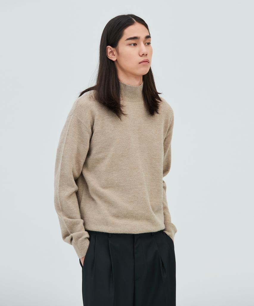 LEIRE Minimal Wool Mock Neck Knit [Beige]