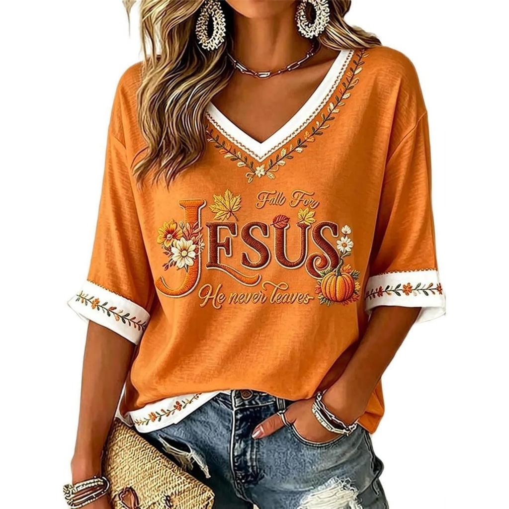 Women's V-Neck Halloween Print Lightweight Blouse for Spring and Summer Casual Wear