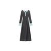 Korean Pit Strip Knitted Dress, New French Contrasting Colors, Slim Fit, Long Sleeves, Thin and Tall, Versatile Base