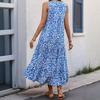 Women's V Neck Sleeveless Midi Dress Loose Fit Elastic Waist Casual Floral Print Tiered Vacation Dress