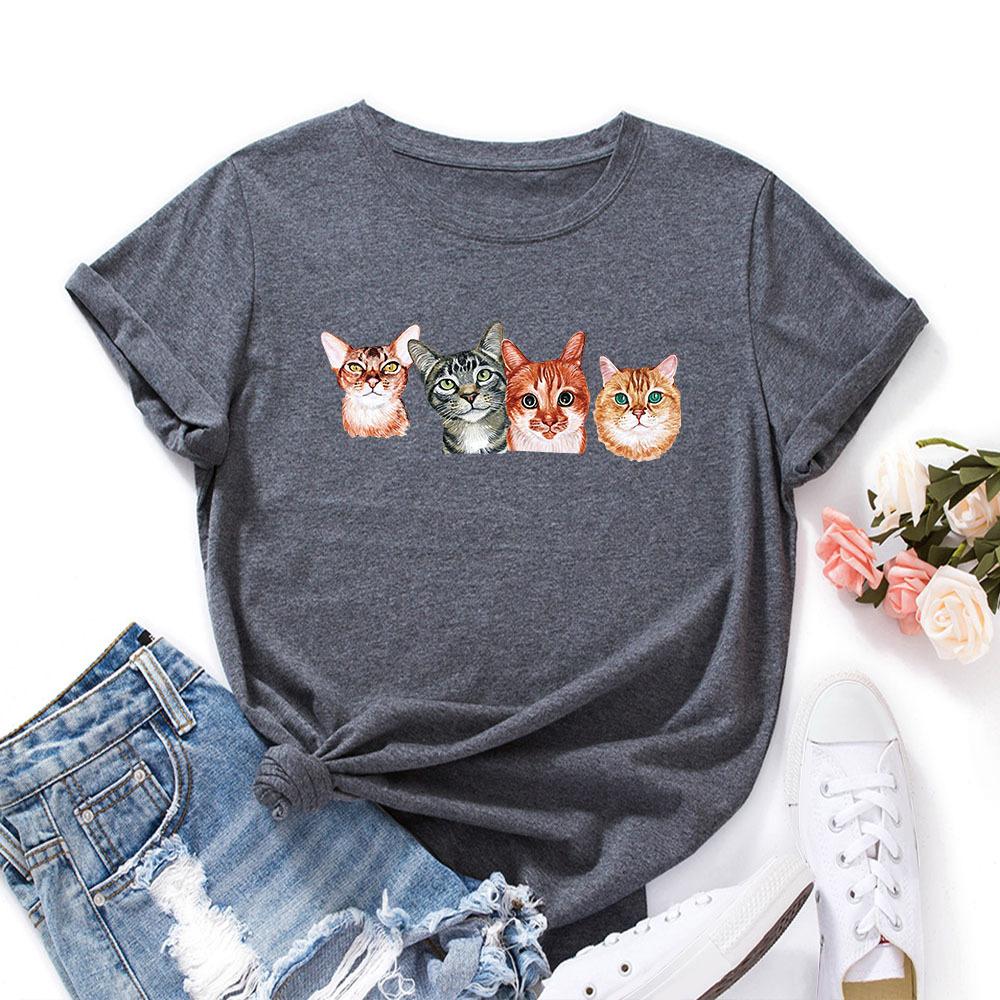 Women's Lips Letter Printed Loose Round Neck Short Sleeved T-shirt for Women Shirt