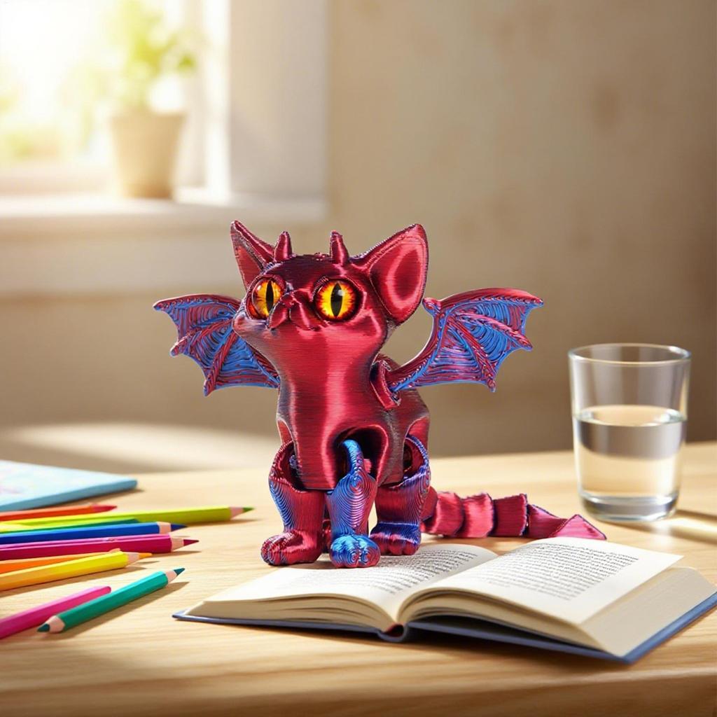 3D Printed Multi-jointed Figurine Movable Angel Demons Cat Animal Figure For Desk Decoration & Home Accessories