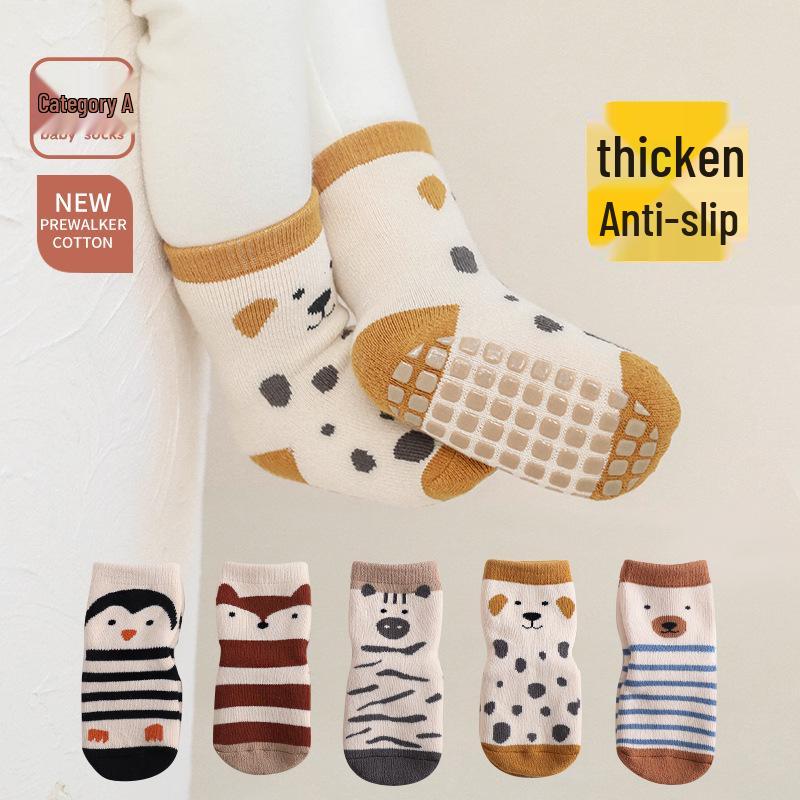 Autumn Winter Thickened Anti-slip Baby Mid-Calf Socks - Combed Cotton Children's Floor Socks for Newborns