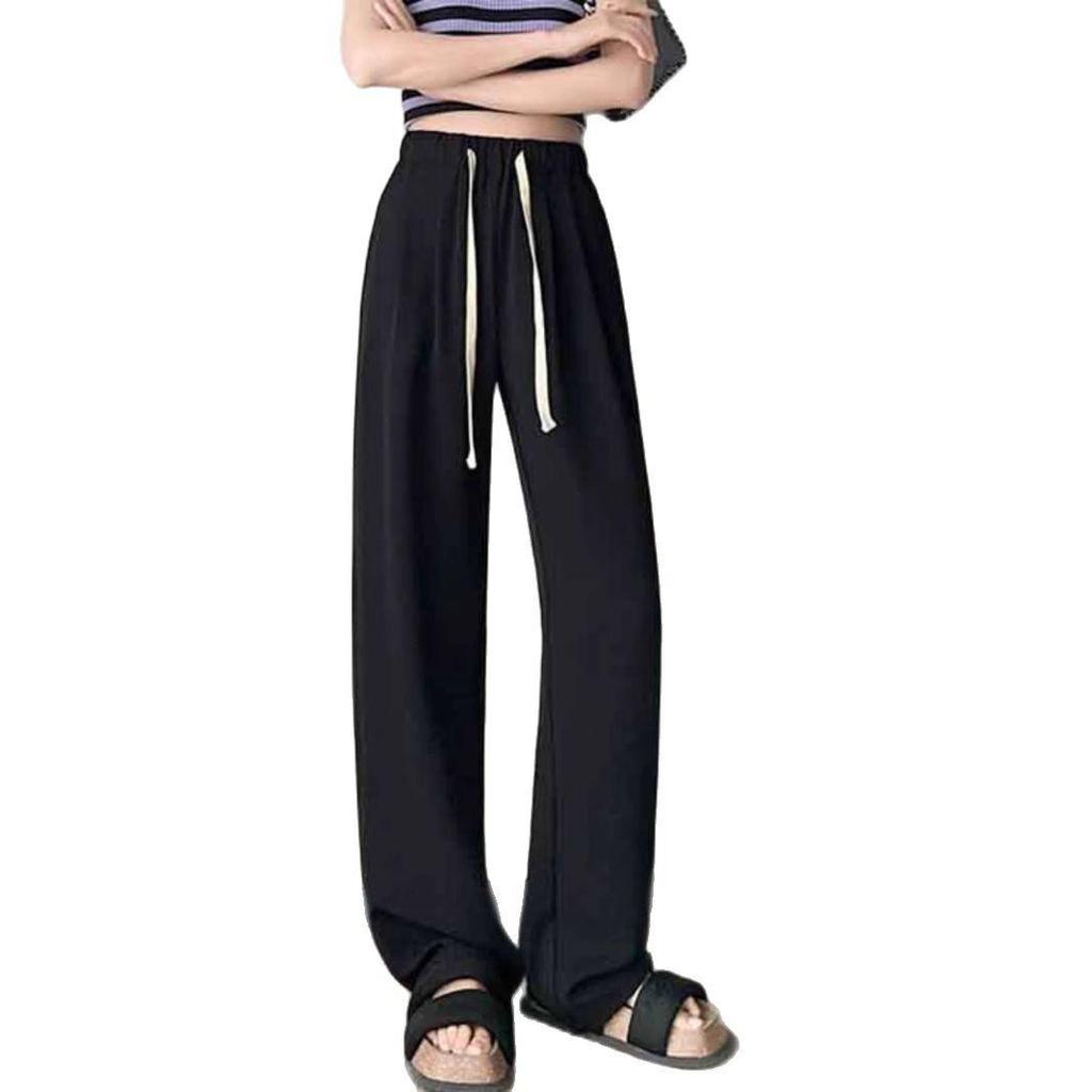 Petite Women's High-Waisted Drapey Drawstring Wide-Leg Summer Pants – 145
