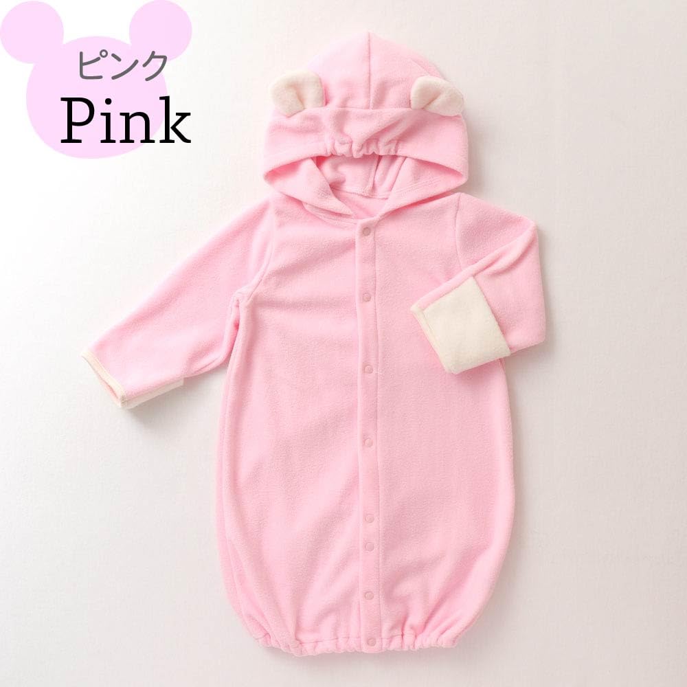 Cream de Coco Fleece Bear with Bear Warm and Cute Crotch Newborn Baby Baby Clothes for Boys and Cold Sizes 11501N Two-Way All-in-One Ears, Fluffy,