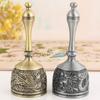 Hand Call Dinner Bell,Engraving Inlaid Gem Multi-Purpose Bells Craft Hand-Cranked Bell Alarm School Church Hotel Vintage Bell