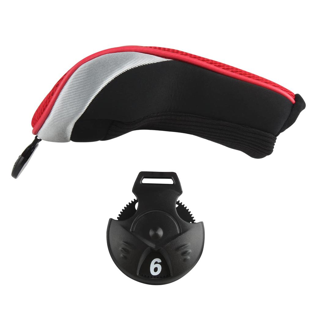 Andux Golf Hybrid Club Set of 2 with Interchangeable Numbered Tags Headcovers, (Black/Red)