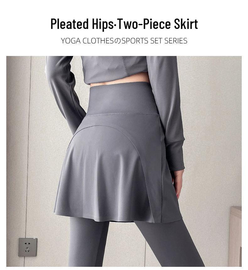 Damski Zestaw Sportowy Wysokiej Klasy Jesień/Zima 2024 - Strój do Jogi, Pieszej Turystyki i Biegania ze Spódnicospodniami.