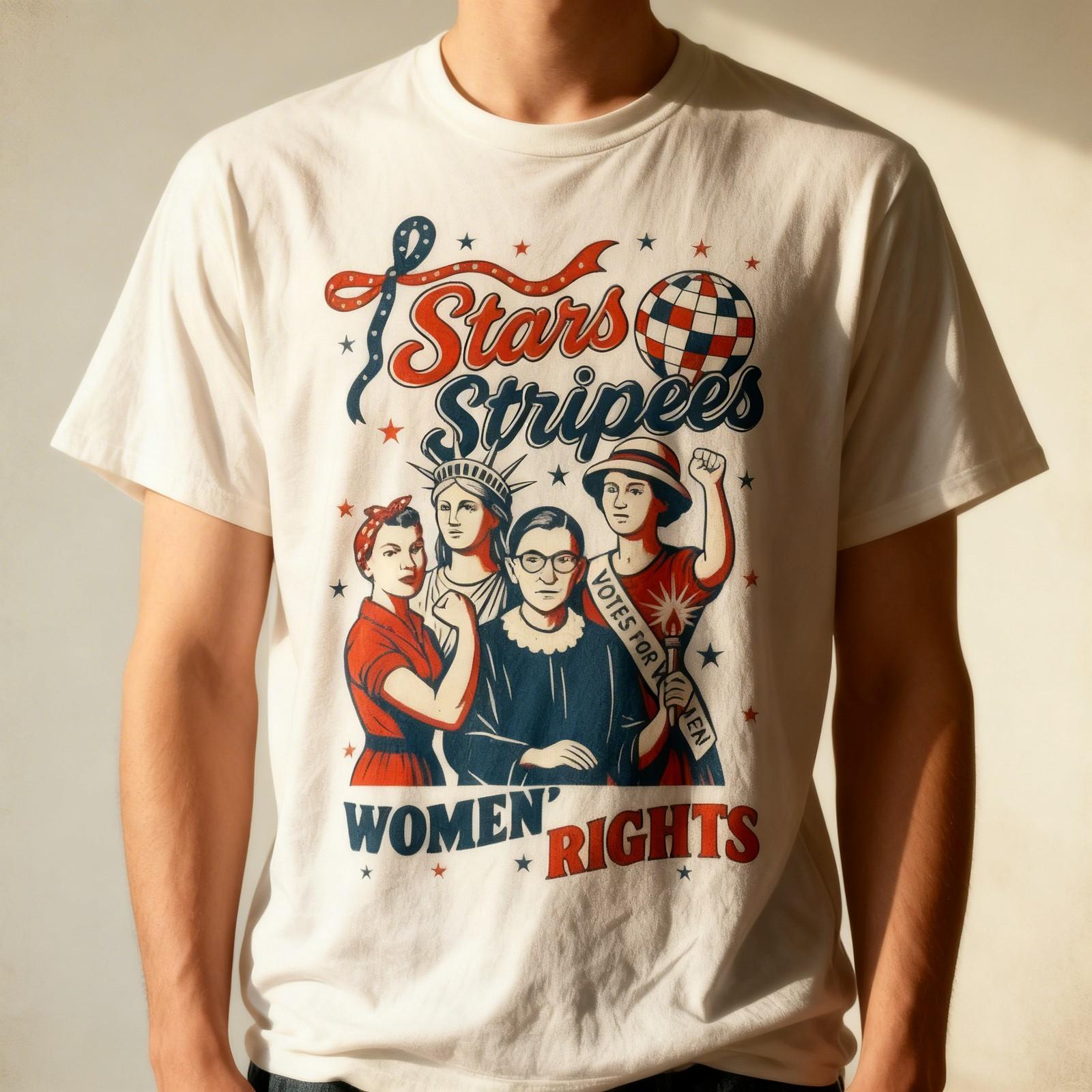 4th Of July Feminist Stars Stripes and Women s Rights Unisex T-Shirt XXXXL