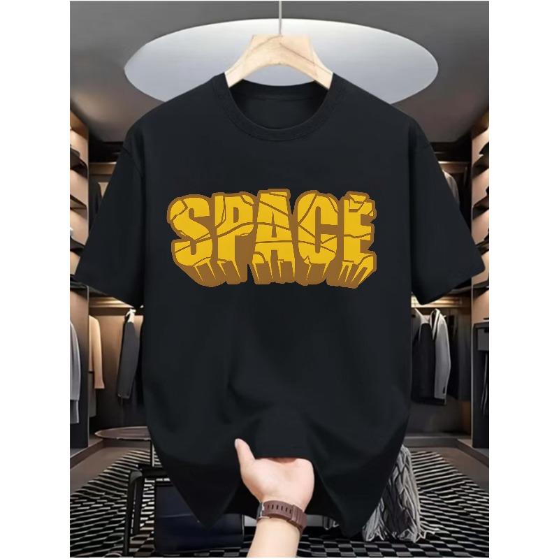 European sizes Men s Casual Digital Print T-Shirt, Round Neck, Short Sleeve, Street Hip-Hop Style, Summer European and American Fashion Trend S чёрный