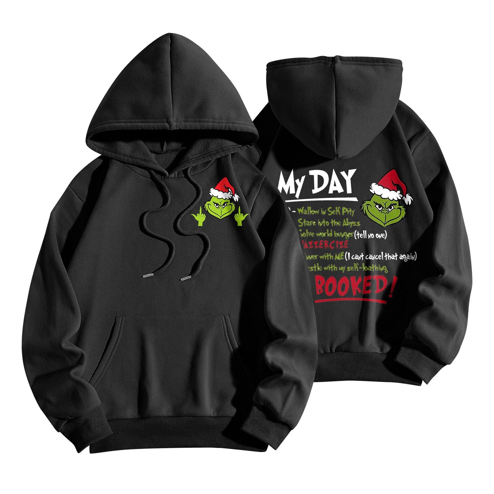 

Женская зимняя повседневная модная толстовка с круглым вырезом и длинным рукавом с капюшоном XL чёрный