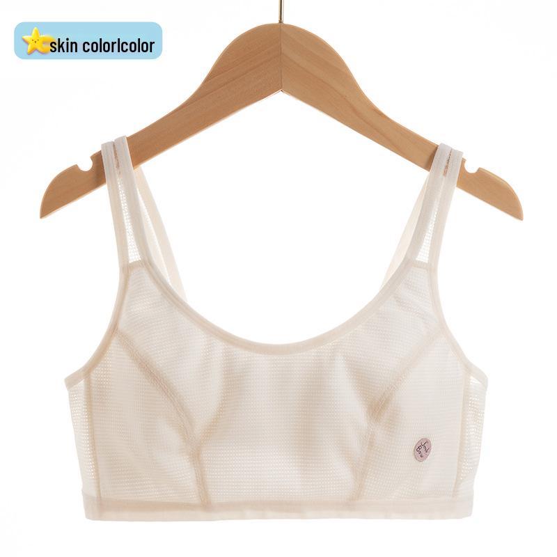 Teen Girls' Breathable Mesh Strappy Vest Bra - Anti-Nipple Summer Style