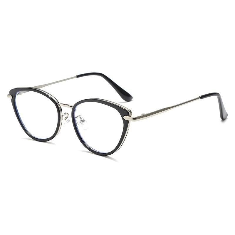 Ins Cat Eye Glasses Cold Tea Color HD Anti Blue Light Glasses Frame Advanced Plain Whitening Glasses