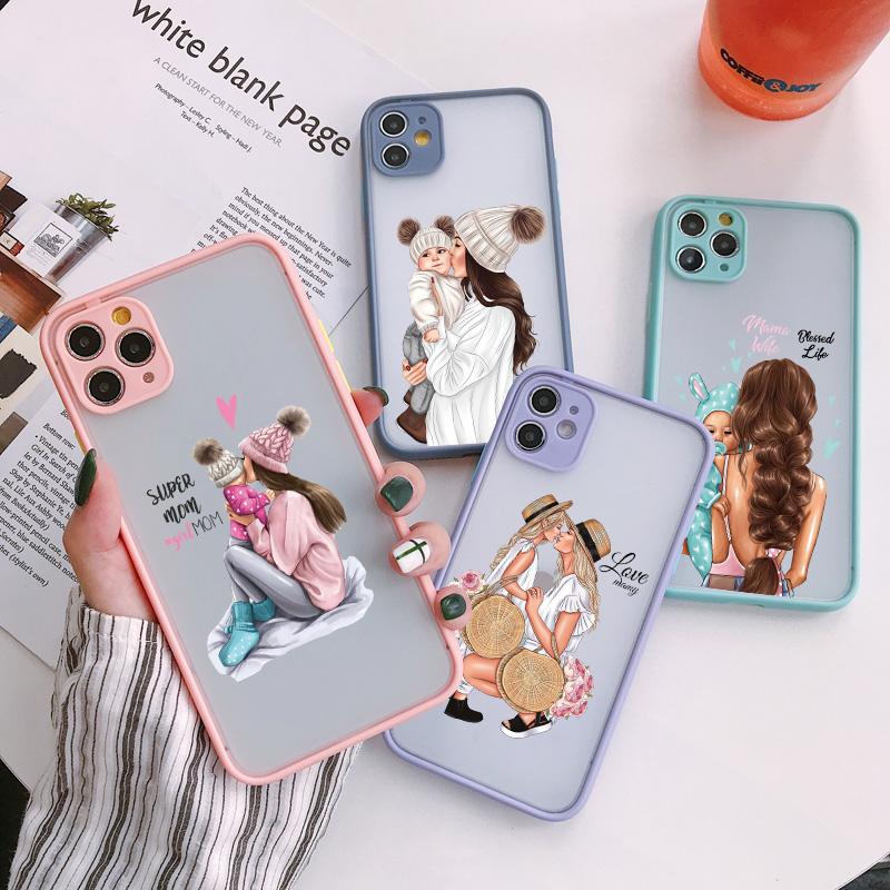 Super Mom Baby Girl Son Shockproof Phone Case For iPhone 13 12 14 15 11 Pro Max Mini 16 15 14 Plus 17 Pro Max Cartoon Back Cover