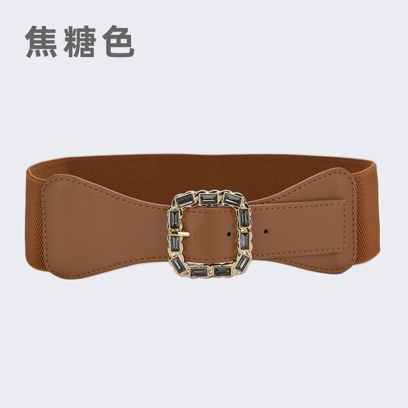 Leather Wide Waist Seal Decoration Versatile Ins Style with Dress Suit, Elastic Stretch Pin Buckle Belt Coat Belt