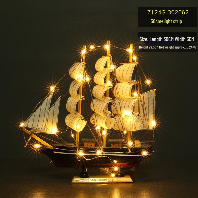 Wooden Pirate Ship Model: Small Boat Ornament for Office or Room Decoration