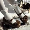 Rundkopf-Lolita-Schuhe niedriger Absatz Damen-Einzelschuhe Schleife süß und niedlich Capybara JK Uniformschuhe mit Rock