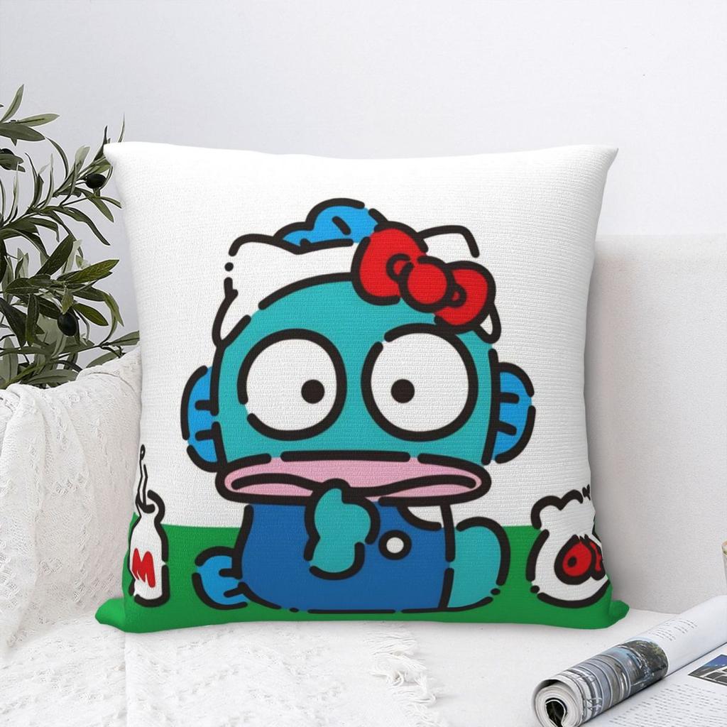 Hangyodon Cartoon Pillowcase Printed Polyester Cushion Cover Decorative Throw Pillow Case Cover Home Square 18''