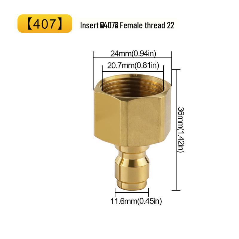 Quick-Connect High-Pressure Washer Adapter with Steel Ball Lock and Enhanced Thread.