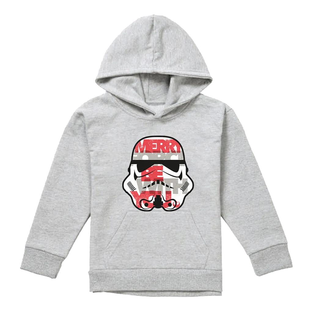 Star Wars Childrens/Kids Merry Force Be With You Stormtrooper Heather Christmas Pullover Hoodie