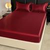 3PCS/1 Set Luxury Satin Fitted Sheet Set Satin Elastic  Silk Bed Cover Sheet Solid Mattress Cover 1 Bed Sheet with 2 Pillow Cover